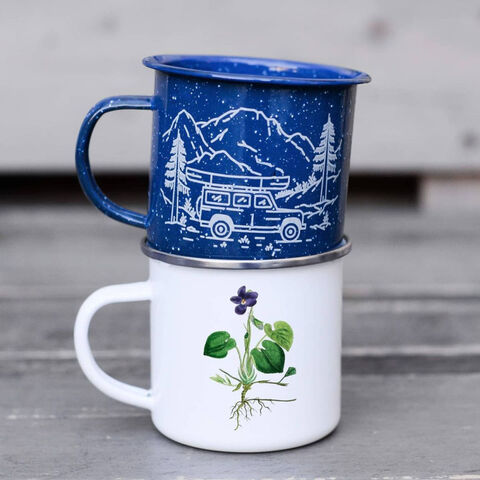 Taza de café esmaltada de 350 ml, regalo de menaje esmaltado, tazas retro esmaltadas personalizadas para camping y fogatas, taza moteada