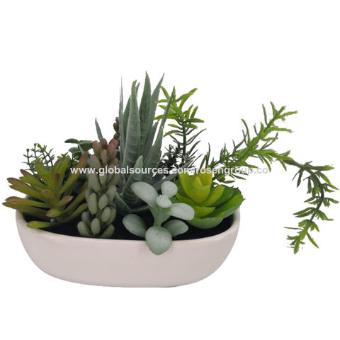 Plante Artificielle Interieur 6 pcs, Fausse Plantes avec Pot Gris  Atificielles Herbe Decoration pour Mariage Extérieur
