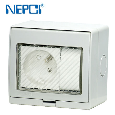 Caixa à prova d'água IP55 com tomada francesa XJY-QB-201-45/33-1 85*70mm, caixa de interruptor elétrico