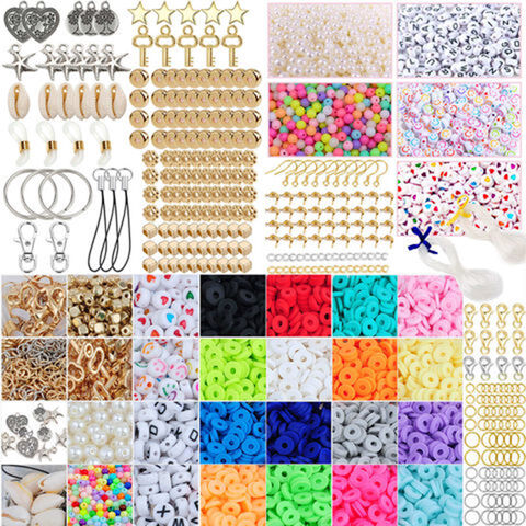 Flat Clay Beads for Jewelry Bracelet Making Kit 6mm Flat Polymer