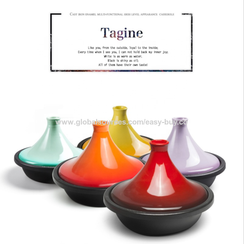Olla Tajine de Hierro Fundido con Tapa de Cerámica - Olla Marroquí para Cocinar