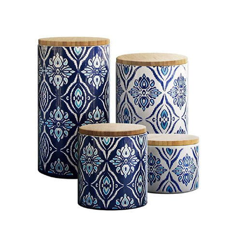 American Atelier Canister Set 3-piece Ceramic Jars In Small