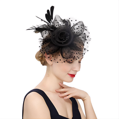 Ladies Fascinator Headband Hats Women Wedding Party Flower Feathers Hair Clip