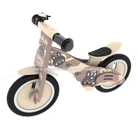 Natural color rabbit pattern wooden baby blance bike for children W16C327 for sale at factory direct price