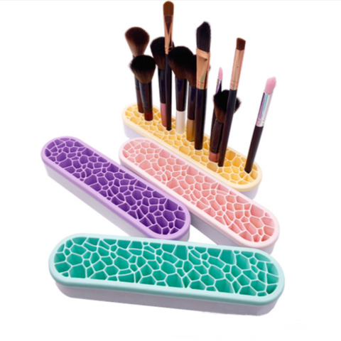 Suporte para pincéis de maquiagem, Display de cosméticos, Caixa de armazenamento de silicone, Organizador de ferramentas de maquiagem