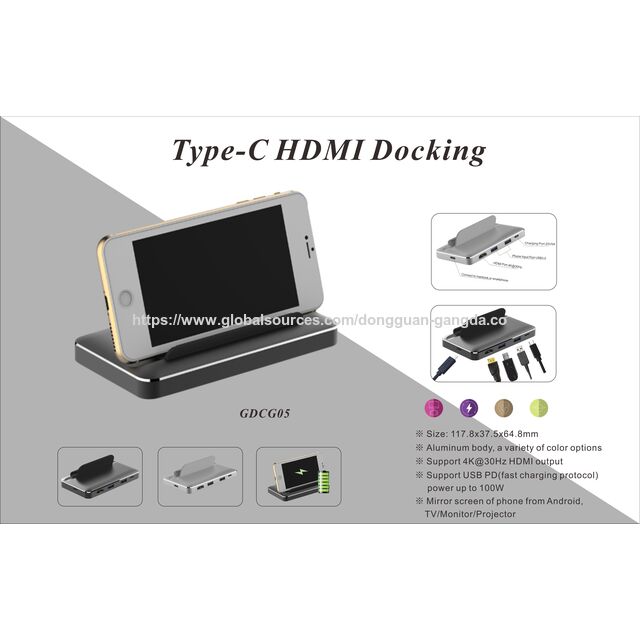 Hub USB Tipo C com HDMI e Carregamento, Conversor USB 3.0, Suporte de Carregamento