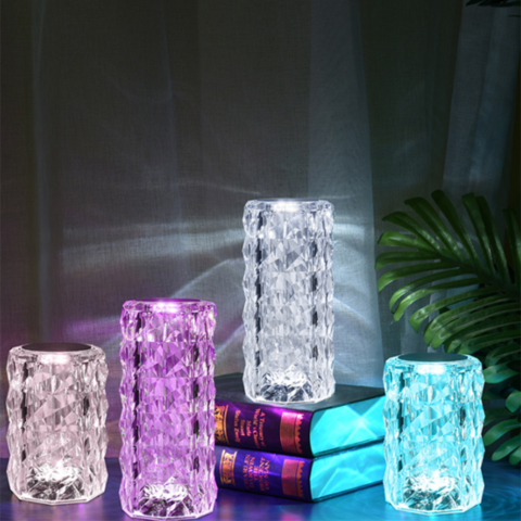 Mini Crystal Diamond Table Lamp Crystal Bedside Lamp Warm Light/White Bed  Lamp Decorative LED Night Light Sleeping Bedside Lamp Battery Powered Desk