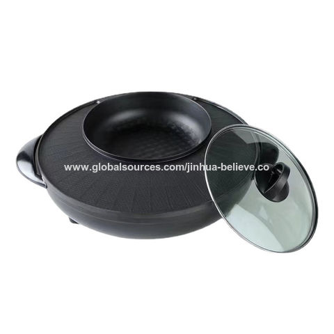 Buy Wholesale China 2 In 1 Round Electric Indoor Bbq Grill Pan