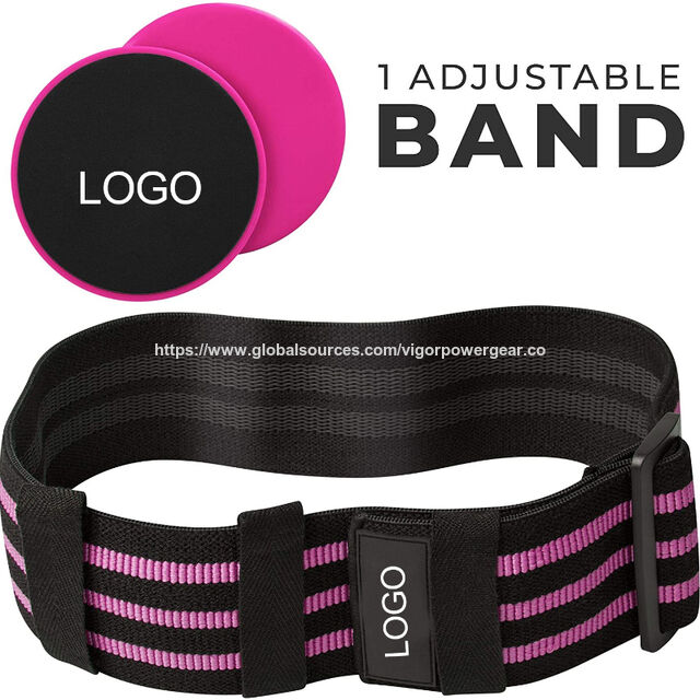 Banda de Resistencia de Cadera Ajustable de Algodón para Fitness con 2 Deslizadores Centrales para Glúteos y Piernas Perfectas