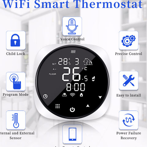 Controlador de temperatura inteligente 16A, termostato de calefacción por  suelo remoto WiFi para el hogar AC90-240V
