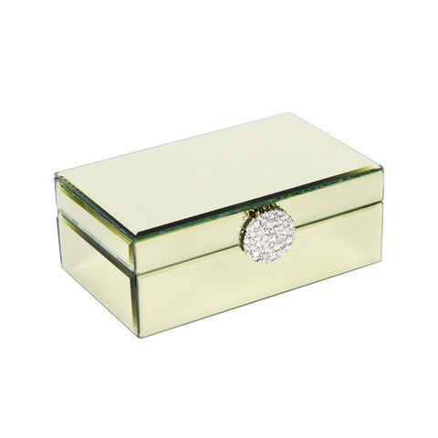 Glass Mirrored Jewelry Box Golden, Large Mirrored Jewelry Box With Drawers And Lids