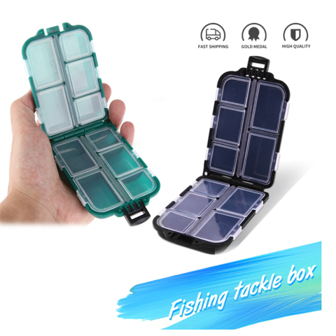 Mini Fishing Tackle Box 10 Compartments Small Clear Plastic