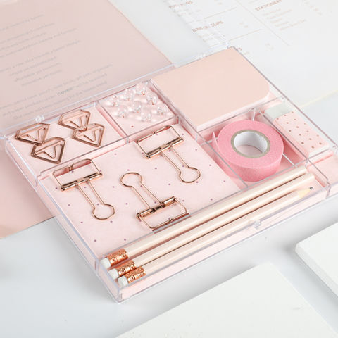 Buy Wholesale China Custom Back To School Pink Eco Friendly Stationery Gift  Set School Supplies Clip Kit & Stationery Set at USD 5