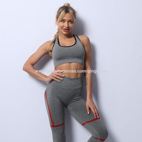 Women's Activewear Set Workout Sets Winter 2 Piece Seamless Solid Color  Leggings Crop Top Dark Grey Violet Spandex Yoga Fitness Gym Workout Tummy  Cont