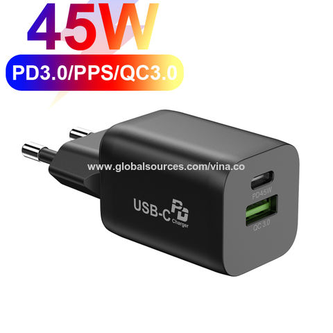Buy Wholesale China Vina Hot Mini Gan 45w Qc3.0+pd+pps Charger 2 Ports Usb C  Fast Charger For Mobile Phone Us Uk Eu Au & Pd Charger at USD 7.1