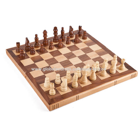 Chess Armory 15 Wooden Chess Set with Felted Game Board Interior for  Storage