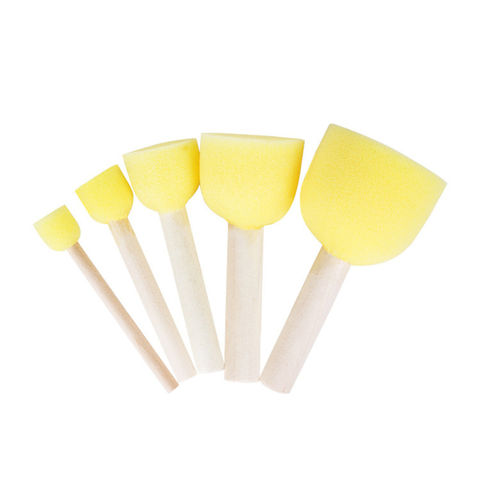 5 Pcs Foam Sponge Brush | 4pcs Foam Paint Brushes Sponge Paint Brush | Art Supply Foam Sponge Wood Handle Paint Brush Set, Lightweight, Durable, and
