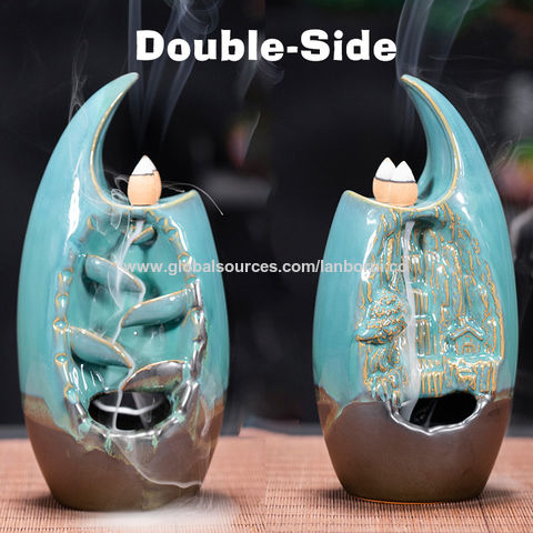 Jesus Backflow Incense Burner Ceramic Censer Holder Home Decor with 10 Cone 