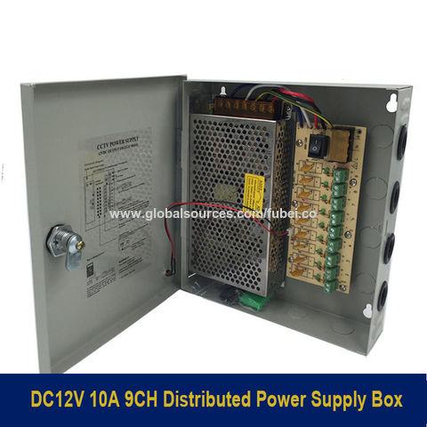DC 12V 5A 9CH CCTV Power Supply 9 Channel Port Box,CCTV DC Distributed  Power Box Supply Output AC to DC 12V 5A,AC Plug and Lock for Security  Cameras