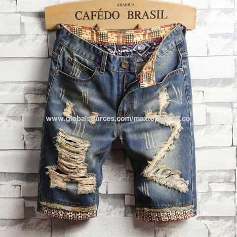 Buy Wholesale China Size 28-40 Ripped Patch Short Jeans 2021 British ...