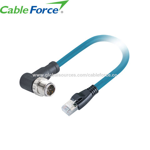 M12 Industrial Ethernet cable 8-pin X-coded male to RJ-45 plug molded
