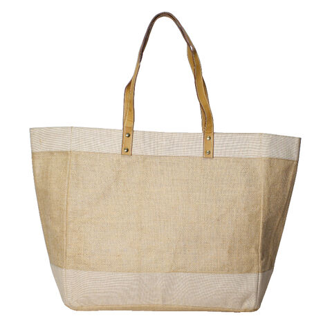 Buy Wholesale India Fashion Jute Bag With Leather Handle & Fashion Bag ...