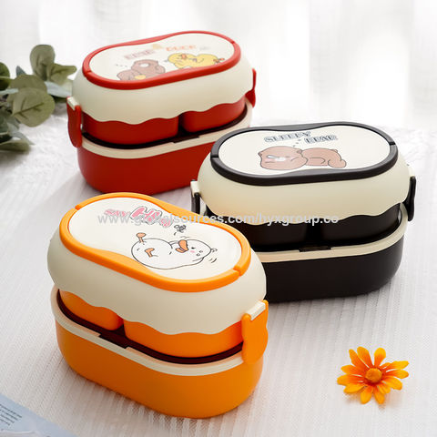 Portable Kawaii Lunch Box for Girls School Kids Plastic Picnic Bento Box  Microwa