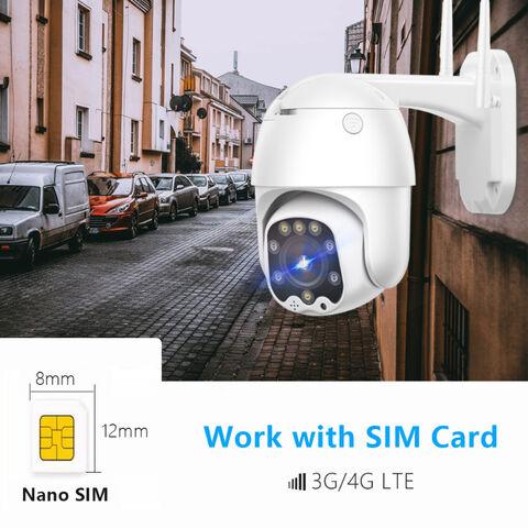 Cámara PTZ inalámbrica de seguridad con ranura para tarjeta SIM  4G, cámara CCTV IP al aire libre 1080P con visión nocturna a color, audio  de 2 vías, detección de movimiento 