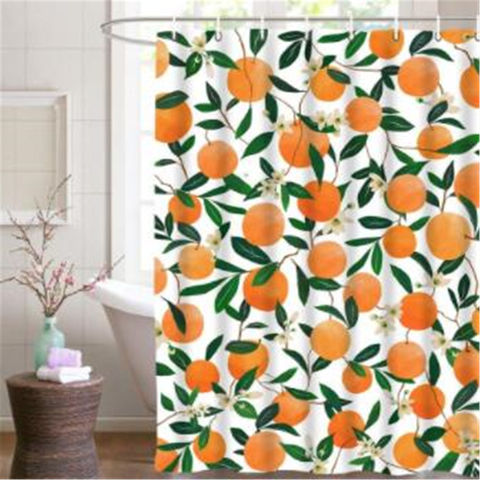 Orange Pattern Print Shower Curtain, Printed Orange Shower Curtain