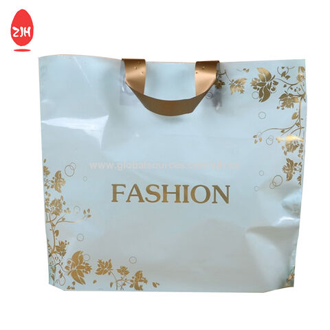 Panda Superstore Blue Flower -50 Pcs Plastic Shopping Bags Boutique Bags  Retail Clothing Tote Bag