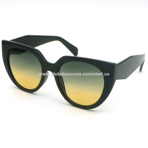 Men's Plastic Clear Glass Rectangle Sunglasses