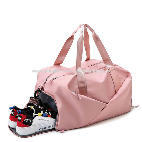 Pink Sport Gym Bag Large Travel Duffel Bag with Shoe Compartment Wet Pocket