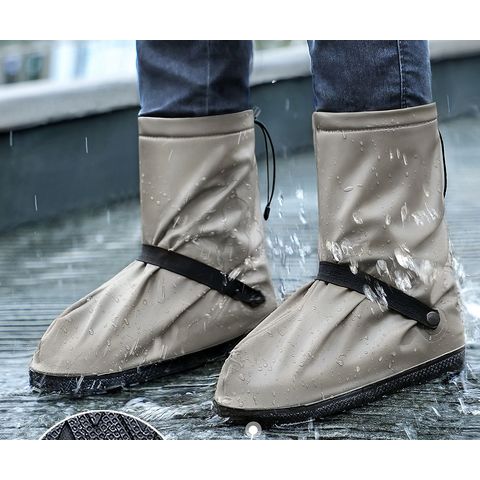 Fully Protects Footwear Easy Side Zipper Durable PVC Oisimply Waterproof Boot & Shoe Covers Pair Safety Reflector Strip Oil Foldable Non-Slip Gaiters for Rain Snow Comfortable Elastic Top Mud 