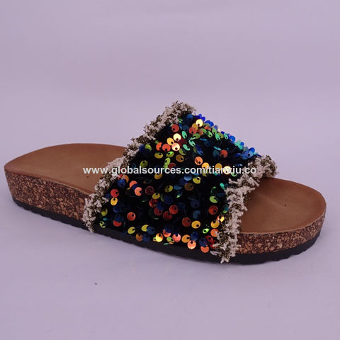 China 2022 el estilo Superstarer duró la diapositiva plana de las mujeres  de las sandalias casuales de las mujeres de los zapatos del verano de la  lentejuela de la moda encendido Global