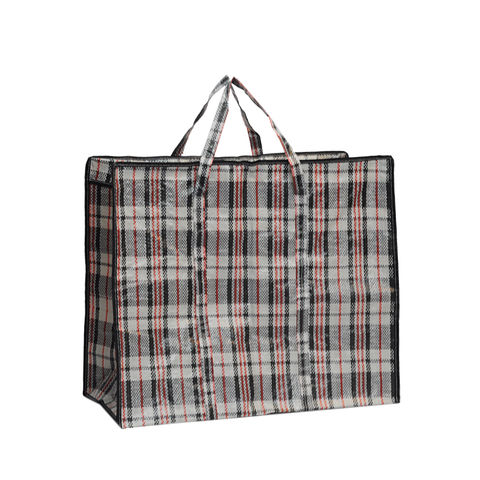 jumbo plastic checkered storage laundry shopping bags w. zipper