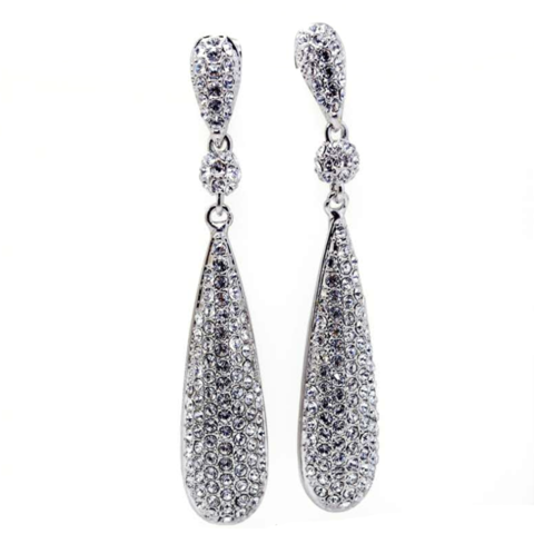 925 Sterling Silver Drop Earrings with Teardrop Cubic Zirconia Wholesale Price 