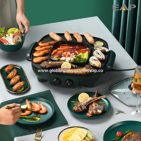 Kaufen Sie China Großhandels-Eap 2 In 1 Elektrischer Indoor-grill Bbq Grillplatte Multifunktionaler Elektrogrill Hot Pot und Elektro Grill Und Hot Pot zu einem Preis von $5 USD