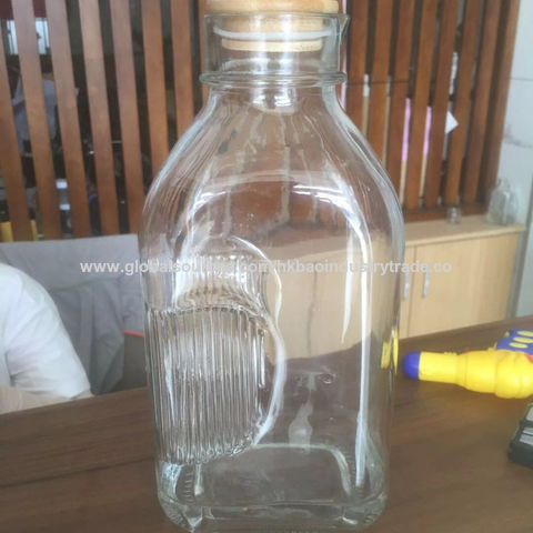 Custom Printed 64 oz. Half Gallon Clear Glass Milk Bottle - The