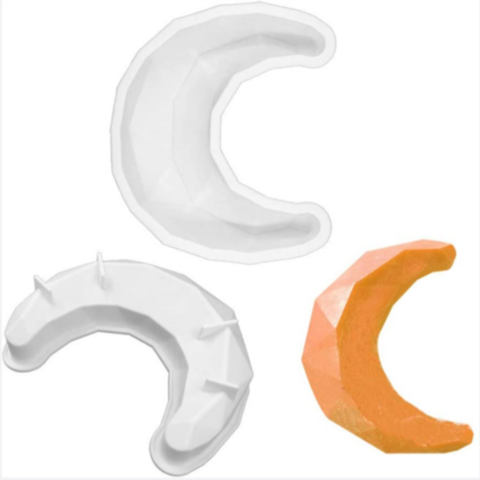 Moule à gâteau en mousse lune diamant en silicone, pâtisserie française, desserts en forme de visage diamant et croissant for sale at factory direct price