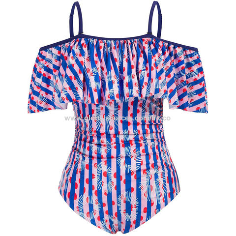 Lrx Made Women's One Piece Swimsuit Plus Size Off Shoulder Ruffled
