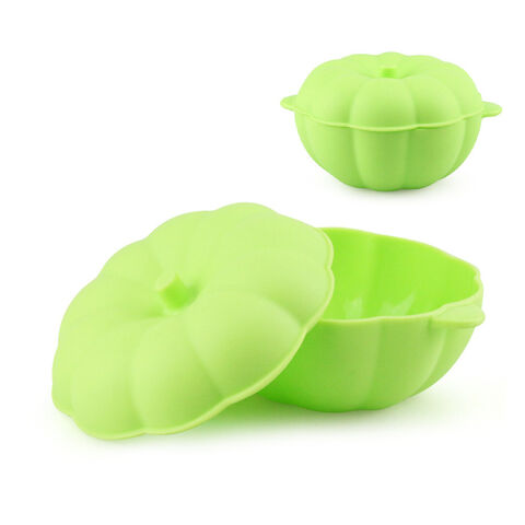 Mangkuk Bayi Silikon Anti Debu Bentuk Labu Food Grade Mangkuk Pelatihan Pemberian Makan Bayi dengan Tutup