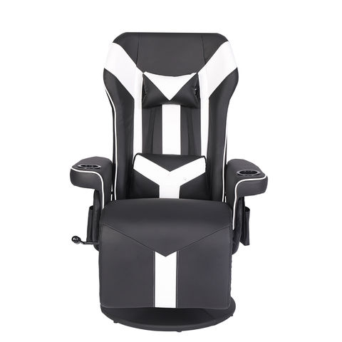 Gaming Chair, Racing Style Computer Recliner with Lumbar Support, Footrest  and Cup Holder, Black/White/Red