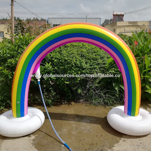 NaNa Chic Jewelry Summer Sprinkler Toy Inflatable Rainbow Inflatable Rainbow Arch Lawn Beach Outdoor Toy Oversize 6 Feet Rainbow Color 