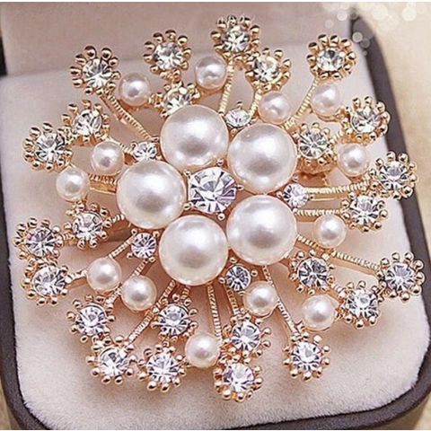 Buy Wholesale China Custom Rose Gold-tone Rhinestone Brooches Big Pearl  Crystal Wedding Bouquet Kit Set For Women & Rhinestone Brooches at USD 6.2