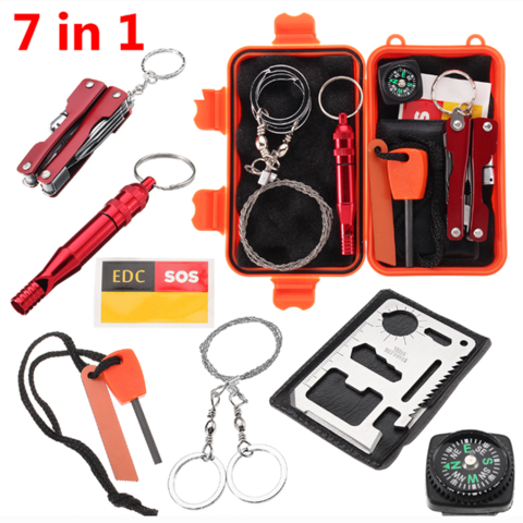 SOS Help Outdoor Sport Camping  Hiking Survival Emergency Gear Tools Box Kit 