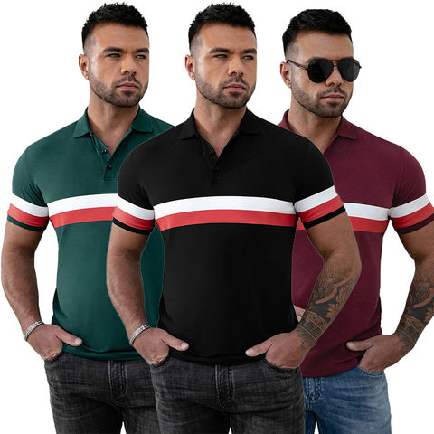 Buy Wholesale China Men's Polo T Shirts Custom Logo Designer Golf Sweatshirt Striped Men Tshirt & Men's Polo T Shirts at USD 6.85 | Sources