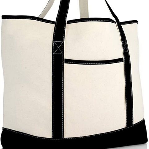 22" Large Zippered Boat Tote Canvas Reusable Grocery Shopping Carry On Store Bag 
