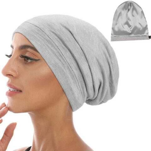 Gorro de satén de seda para protección del cabello seco, para dormir, transpirable, para el cuidado del cabello for sale at factory direct price