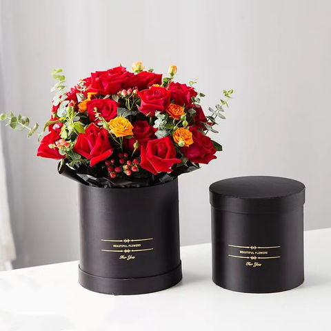 Different design luxury cardboard paper florist flower hat gift box for  roses packaging with custom logo