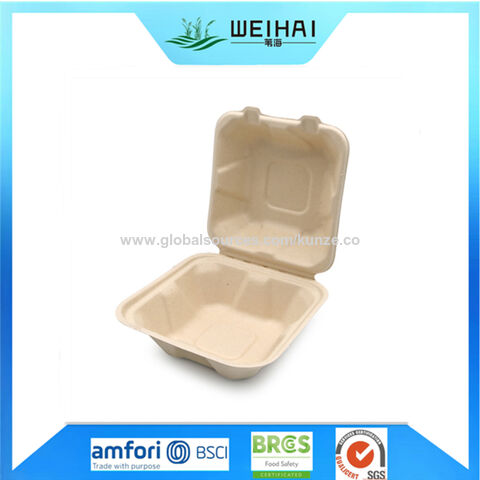 10PCS Disposable Biodegradable 6 Inch Hamburger Box,Bento Lunch Box Baking  Cak Food Containers Dessert Protection